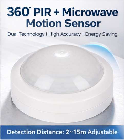 360 Degree PIR Microwave Motion Sensor 5.8GHz Radar Motion Detector Switch for LED Lighting (PS-RS42)